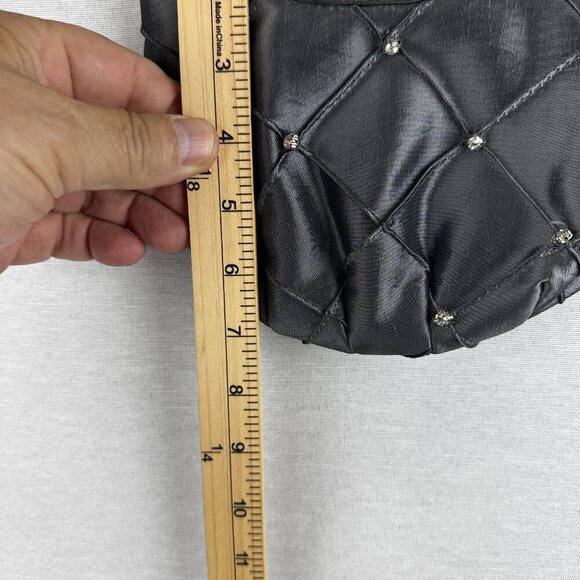 LA REGALE SATIN SHOULDER BAG, GRAY, WITH ZIPPER, HAND MADE IN CHINA - Picture 10 of 10